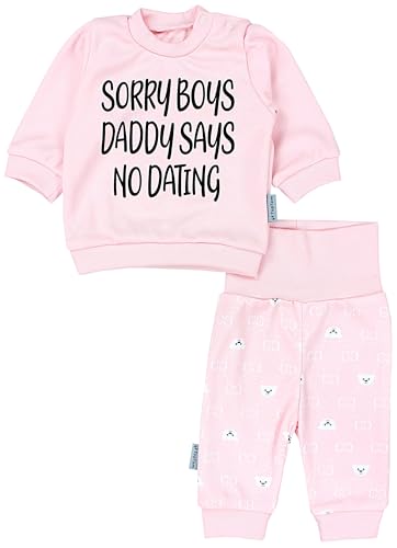 TupTam Baby Mädchen Outfit Langarmshirt mit Print Spruch Babyhose Babykleidung 2teilig, Farbe: Sorry boys No dating Bärchen Apricot, Größe: 56 von TupTam