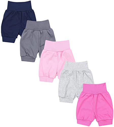 TupTam Baby Mädchen Pumphose Sommershorts 5er Set, Farbe: Pink Rosa Grau Graphit Dunkelblau, Größe: 62/68 von TupTam