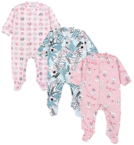 TupTam Baby Mädchen Schlafstrampler mit Fuß 3er Pack, Farbe: Farbenmix 5, Größe: 56 von TupTam