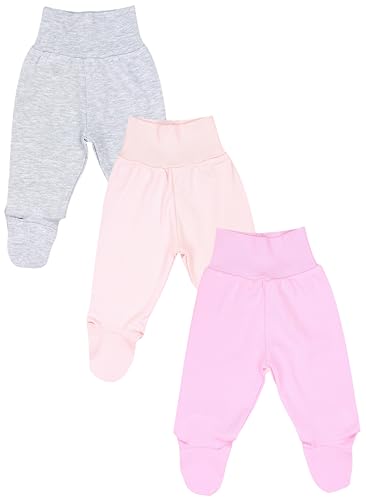 TupTam Baby Mädchen Strampelhose Hose mit Fuß 3er Pack, Farbe: Rosa Grau Pink, Größe: 86 von TupTam