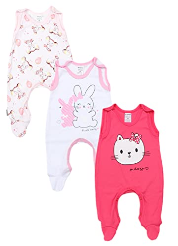 TupTam Baby Mädchen Strampler mit Aufdruck Spruch 3er Pack, Farbe: Farbenmix 2, Größe: 68 von TupTam