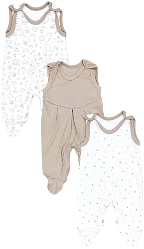 TupTam Baby Mädchen Strampler mit Fuß 3er Pack, Farbe: Igel Sternchen Latte Braun, Größe: 56 von TupTam