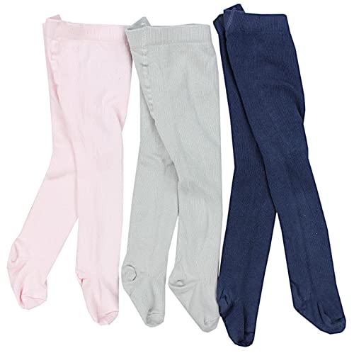 TupTam Baby Mädchen Strumpfhose Blickdicht 3er Pack, Farbe: 3er Pack Dunkelblau Rosa Grau, Größe: 62-74 von TupTam