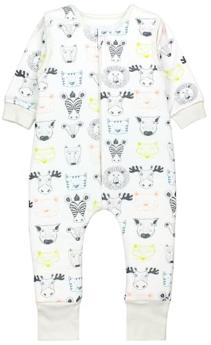 TupTam Schlafsack mit Füßen aus Bio-Baumwolle – Baby Schlafsack 2.5 TOG mit Beinen & Ärmeln, OEKO-TEX, Farbe: Tierköpfe Zeichnung, Größe: 80-86 von TupTam