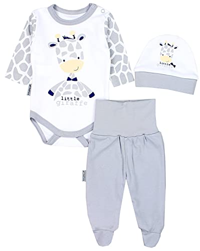 TupTam Baby Mädchen Jungen Bekleidungsset Langarmbody Hose Mütze mit Aufdruck Spruch 3 teilig, Farbe: Giraffe, Größe: 56 von TupTam