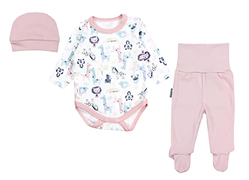 TupTam Baby Mädchen Jungen Bekleidungsset Langarmbody Hose Mütze mit Aufdruck Spruch 3 teilig, Farbe: Safari Rosa, Größe: 56 von TupTam