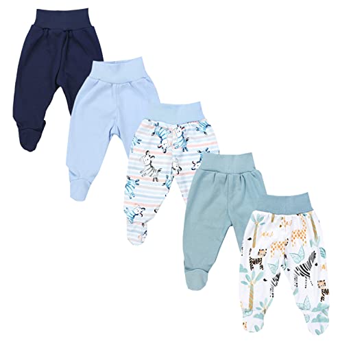TupTam Baby Unisex Hose mit Fuß Bunte 5er Pack, Farbe: Junge 7, Größe: 56 von TupTam