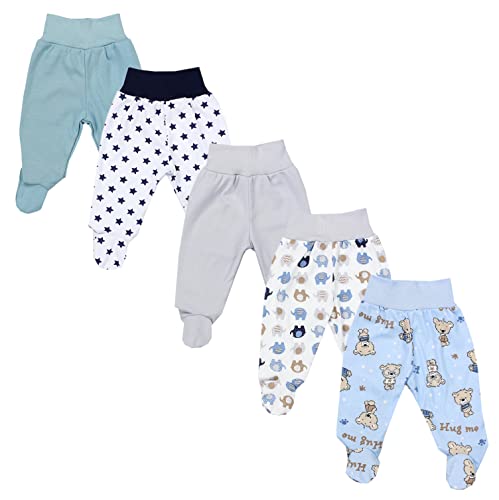 TupTam Baby Unisex Hose mit Fuß Bunte 5er Pack, Farbe: Junge 9, Größe: 56 von TupTam