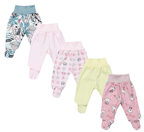 TupTam Baby Unisex Hose mit Fuß Bunte 5er Pack, Farbe: Mädchen 4, Größe: 50 von TupTam