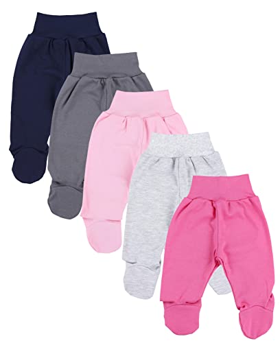 TupTam Baby Unisex Hose mit Fuß Bunte 5er Pack, Farbe: Mädchen 5, Größe: 68 von TupTam