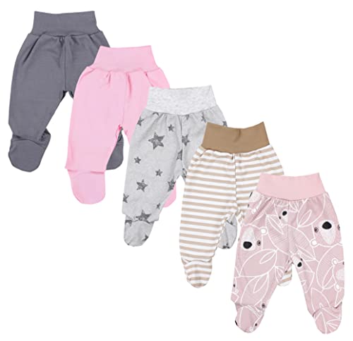TupTam Baby Unisex Hose mit Fuß Bunte 5er Pack, Farbe: Mädchen 6, Größe: 56 von TupTam