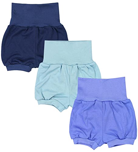 TupTam Baby Unisex Kurze Pumphose Sommershorts 3er Pack, Farbe: Dunkelblau/Mintgrün/Blau, Größe: 80-86 von TupTam