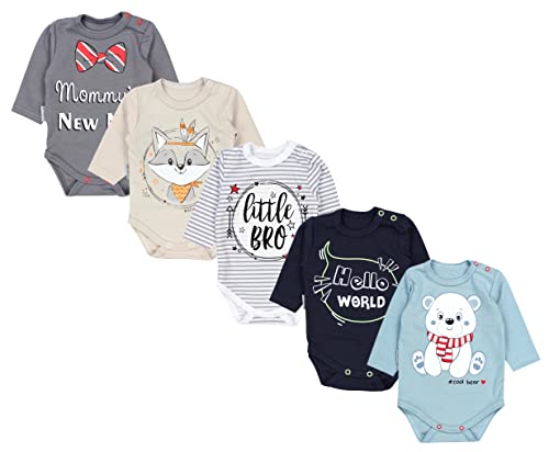 TupTam Baby Unisex Langarm Body mit Aufdruck Spruch 5er Pack, Farbe: Junge, Größe: 104 von TupTam