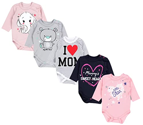 TupTam Baby Unisex Langarm Body mit Aufdruck Spruch 5er Pack, Farbe: Mädchen, Größe: 80 von TupTam