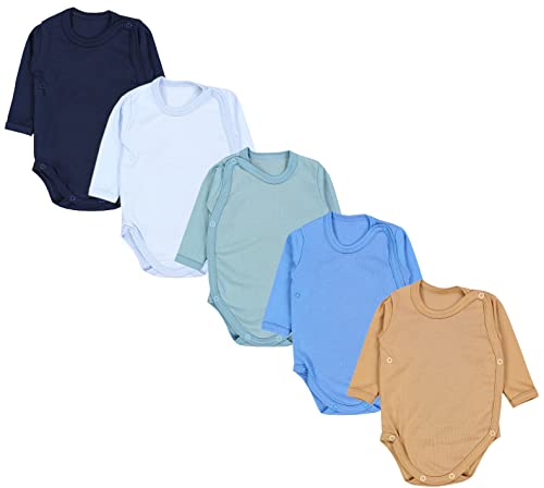 TupTam Baby Body Langarm – Wickelbody Langarm für Jungen & Mädchen, 5er Pack, 100% Baumwolle, OEKO-TEX, Farbe: Junge 6, Größe: 74 von TupTam