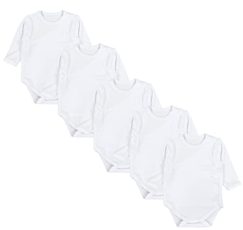 TupTam Baby Unisex Langarm Wickelbody Print/Uni 5er Pack, Farbe: Weiß, Größe: 56 von TupTam