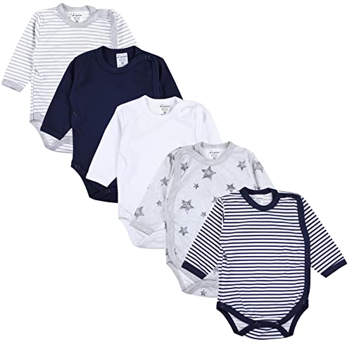 TupTam Baby Body Langarm – Wickelbody Langarm im 5er Pack aus Baumwolle für Mädchen und Jungen, Farbe: Farbenmix 1, Größe: 74 von TupTam
