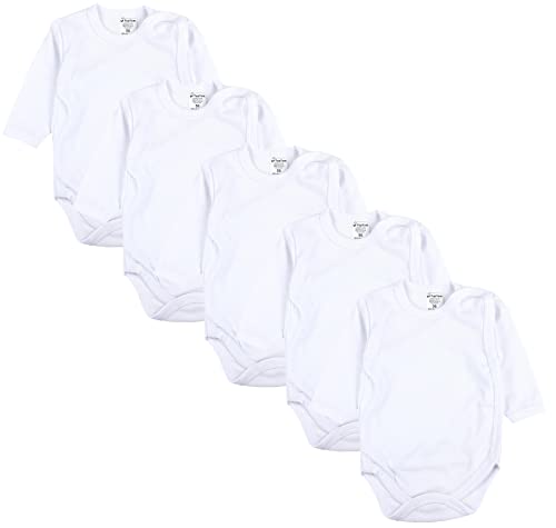 TupTam Baby Unisex Langarm Wickelbody im 5er Set, Farbe: Weiß, Größe: 74 von TupTam