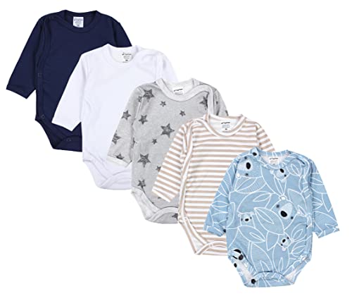 TupTam Baby Body Langarm – Wickelbody Langarm im 5er Pack aus Baumwolle für Mädchen und Jungen, Farbe: Junge 8, Größe: 56 von TupTam