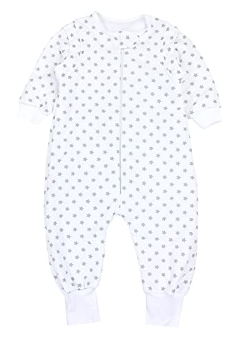 TupTam Baby Schlafsack mit Füßen und Ärmel OEKO-TEX zertifizierte Materialien Winterschlafsack, Farbe: Sternchen Weiß/Grau, Größe: 80-86 von TupTam
