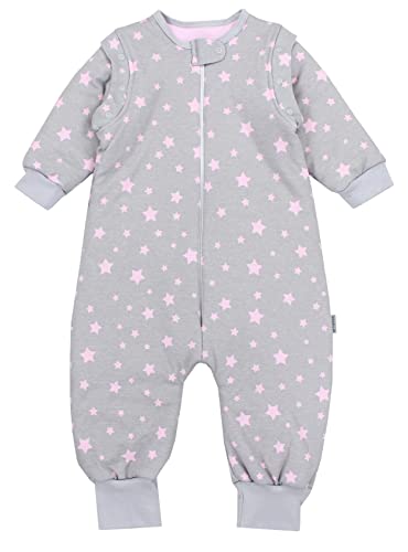 TupTam Baby Schlafsack mit Füßen und Ärmel OEKO-TEX zertifizierte Materialien Winterschlafsack, Farbe: Sterne Rosa/Grau, Größe: 104-110 von TupTam