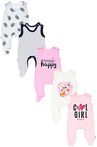 TupTam Baby Unisex Strampler mit Aufdruck Spruch 5er Pack, Farbe: Cool Girl Aprikose/Choose Happy Rosa/Herz Little Star Ecru, Größe: 62 von TupTam