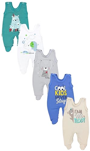 TupTam Baby Unisex Strampler mit Aufdruck Spruch 5er Pack, Farbe: Junge 4, Größe: 62 von TupTam