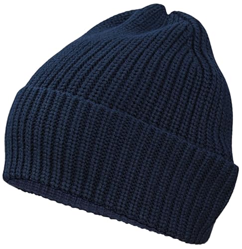 TupTam Beanie Baby Mütze – Warme Strickmütze aus Bio-Baumwolle für Herbst und Winter – Oeko-TEX Zertifiziert, Farbe: Marineblau Uni, Hat Size: 49-53 von TupTam