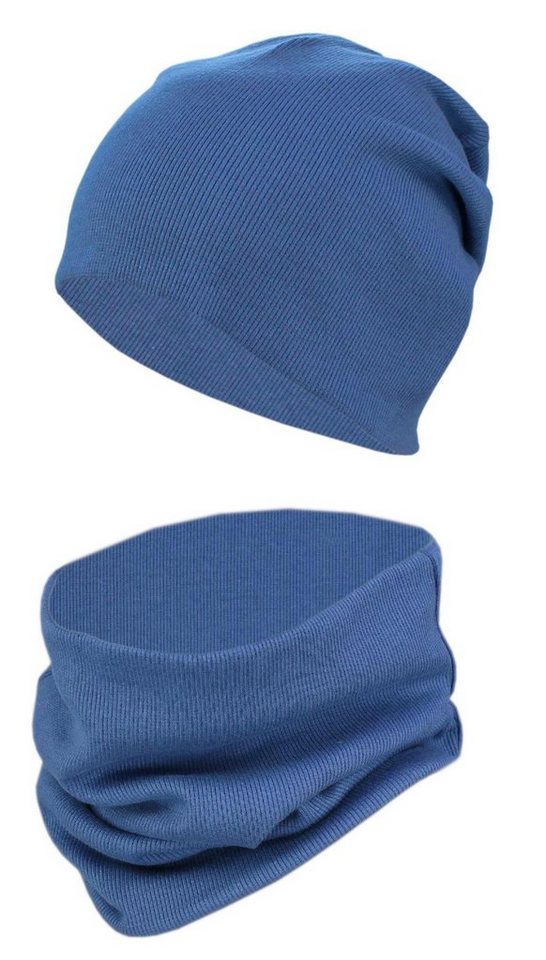 TupTam Beanie Kinder Beanie Mütze Schlauchschal Set aus Jersey und Rippstoff von TupTam