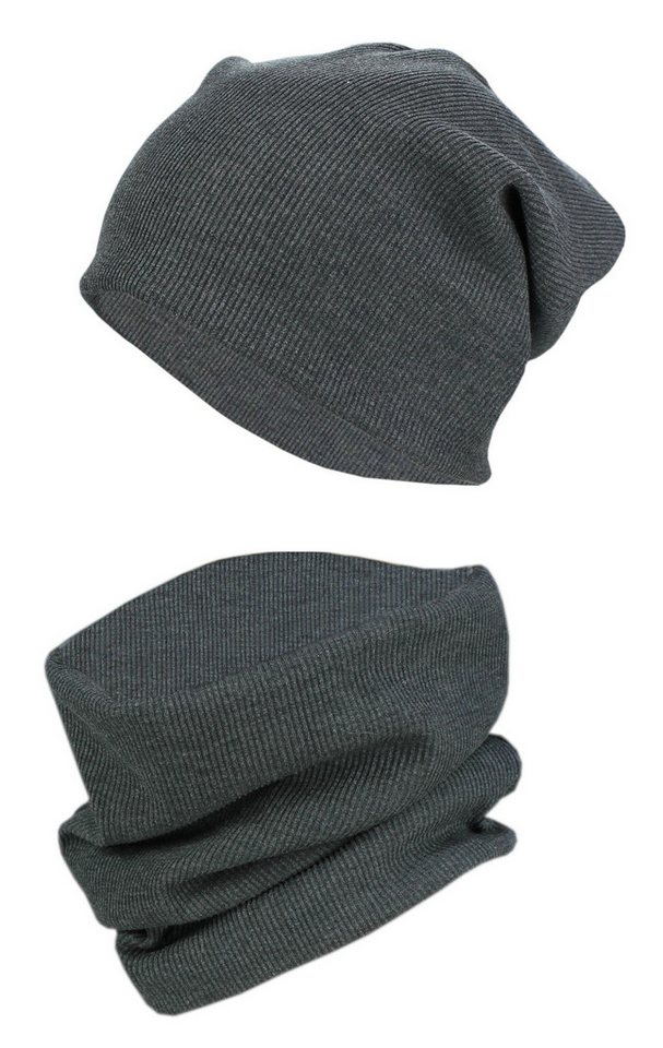 TupTam Beanie Kinder Beanie Mütze Schlauchschal Set aus Jersey und Rippstoff von TupTam
