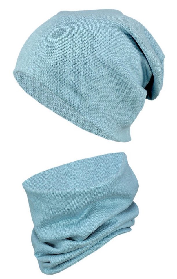 TupTam Beanie Kinder Beanie Mütze Schlauchschal Set aus Jersey und Rippstoff von TupTam