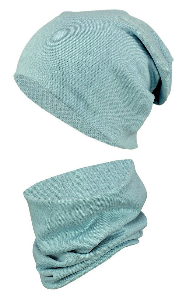 TupTam Beanie Kinder Beanie Mütze Schlauchschal Set aus Jersey und Rippstoff von TupTam