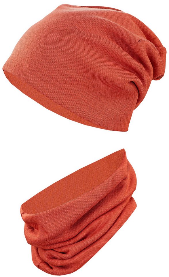 TupTam Beanie Kinder Beanie Mütze Schlauchschal Set aus Jersey und Rippstoff von TupTam