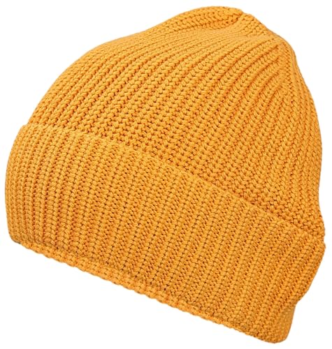 TupTam Beanie Mütze Kinder – Warme Strickmütze aus Bio-Baumwolle für Herbst und Winter – Oeko-TEX Zertifiziert, Farbe: Senfgelb Uni, Hat Size: 53-55 von TupTam