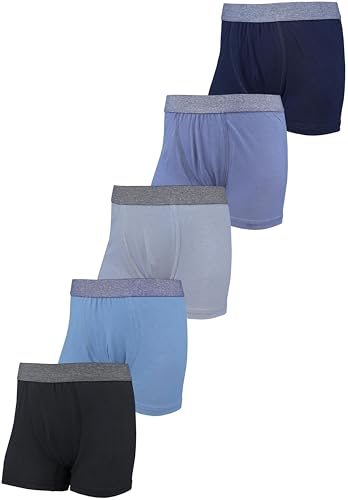 TupTam Boxershorts – Kinder Boxershorts Unterwäsche, Unterhosen im 10er oder 5er Pack, Farbe: 5er Pack Schwarz Grau Blau, Größe: 152-158 von TupTam