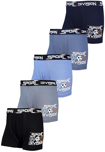 TupTam Boxershorts – Kinder Boxershorts Unterwäsche, Unterhosen im 10er oder 5er Pack, Farbe: 5er Pack Sport Schwarz Grau Blau, Größe: 164-170 von TupTam