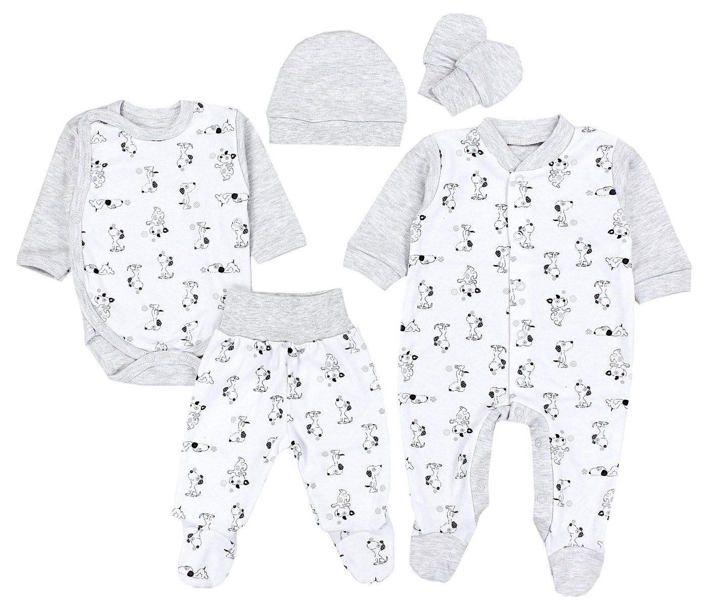 TupTam Erstausstattungspaket Baby Jungen Bekleidung Set Body Strampler Mütze Fäustlinge 5 tlg von TupTam