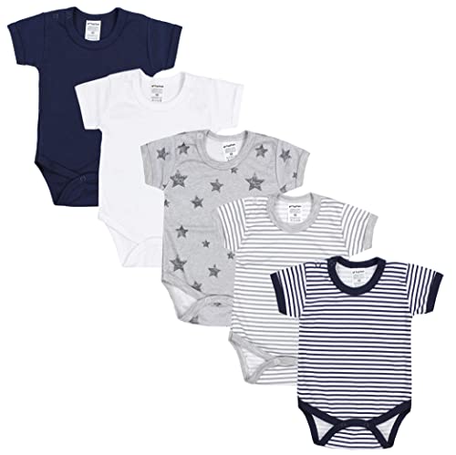 TupTam Baby Body Kurzarm – 5er Set Body Baby aus Baumwolle – Weicher, Atmungsaktiver Kurzarm Body Baby Jungen, Farbe: Farbenmix 3, Größe: 80 von TupTam