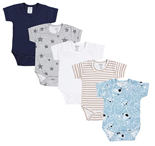 TupTam Baby Body Kurzarm – 5er Set Body Baby aus Baumwolle – Weicher, Atmungsaktiver Kurzarm Body Baby Jungen, Farbe: Farbenmix 5, Größe: 80 von TupTam