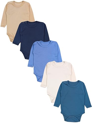 TupTam Baby Body Langarm – Weicher Body Baby 5er Pack aus Baumwolle, Unifarben, OEKO-TEX Zertifiziert, Farbe: Beige Hellbeige Petrolgrün Jeansblau Dunkelblau, Größe: 80 TupTam Baby Body Langarm – Weicher Body Baby 5er Pack aus Baumwolle, Unifarben, OEKO-TEX Zertifiziert, Farbe: Beige Hellbeige Petrolgrün Jeansblau Dunkelblau, Größe: 80 von TupTam