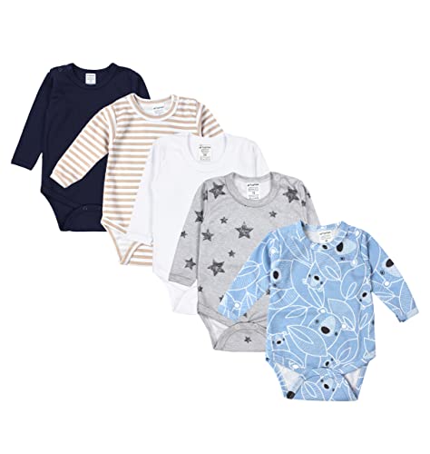 TupTam Baby Body Langarm – Weicher Body Baby 5er Pack aus Baumwolle, Unifarben, OEKO-TEX Zertifiziert, Farbe: Farbenmix 6, Größe: 92 von TupTam