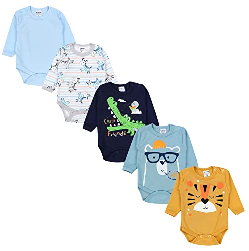 TupTam Baby Body Langarm – Weicher Body Baby 5er Pack aus Baumwolle, Unifarben, OEKO-TEX Zertifiziert, Farbe: Farbenmix 9, Größe: 98 von TupTam