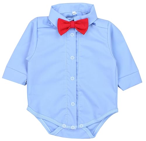 TupTam Jungen Baby Hemd-Body Langarm mit Kragen, Farbe: Blau/Rote Fliege, Größe: 62 von TupTam
