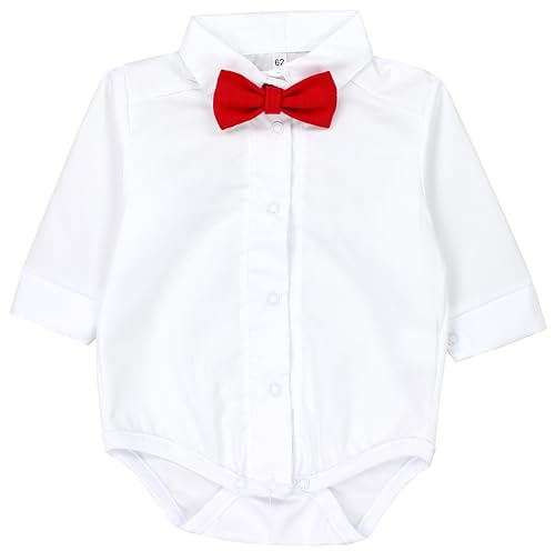 TupTam Jungen Baby Hemd-Body Langarm mit Kragen, Farbe: Weiß/Rote Fliege, Größe: 80 von TupTam