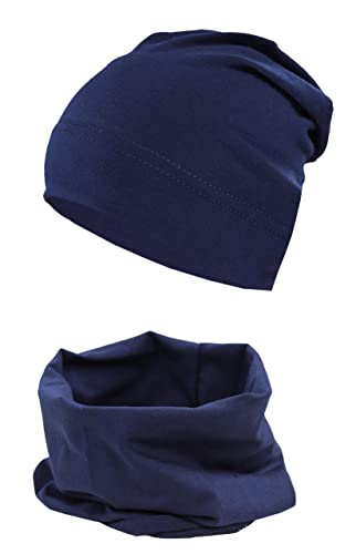 TupTam Jungen Beanie Mütze und Schlauchschal 2er Set, Farbe: Dunkelblau, Hat Size: 50 von TupTam