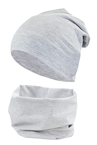 TupTam Jungen Beanie Mütze und Schlauchschal 2er Set, Farbe: Grau Meliert, Hat Size: 50 von TupTam