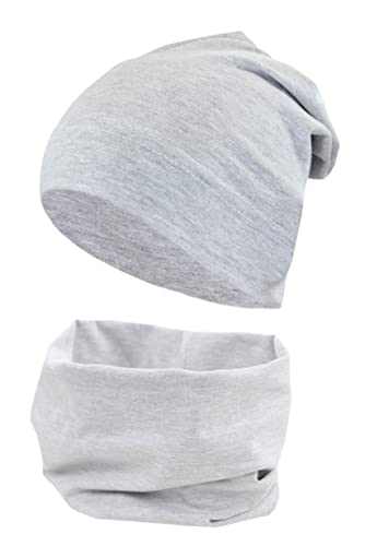 TupTam Jungen Beanie Mütze und Schlauchschal 2er Set, Farbe: Grau Meliert, Hat Size: 52 von TupTam