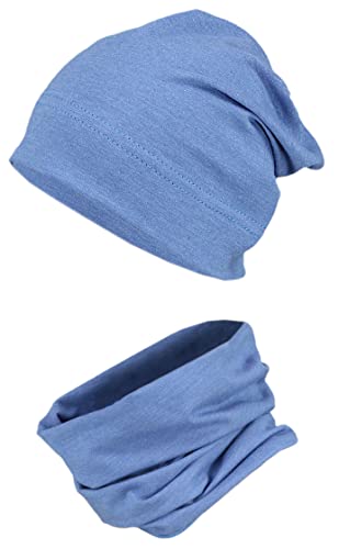 TupTam Jungen Beanie Mütze und Schlauchschal 2er Set, Farbe: Jeans, Hat Size: 52 von TupTam