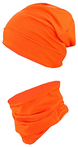 TupTam Jungen Beanie Mütze und Schlauchschal 2er Set, Farbe: Orange, Hat Size: 48 von TupTam