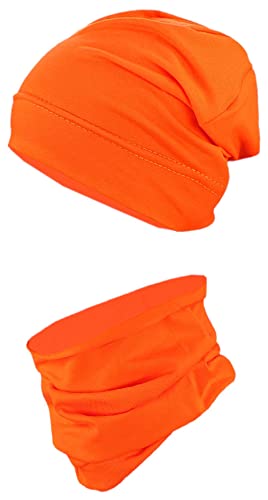 TupTam Jungen Beanie Mütze und Schlauchschal 2er Set, Farbe: Orange, Hat Size: 54 von TupTam